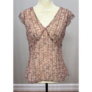 Loft Womens Y2K Cami Tank Top Petit 6 Small Pink Brown Fairycore Whimsy Coquette